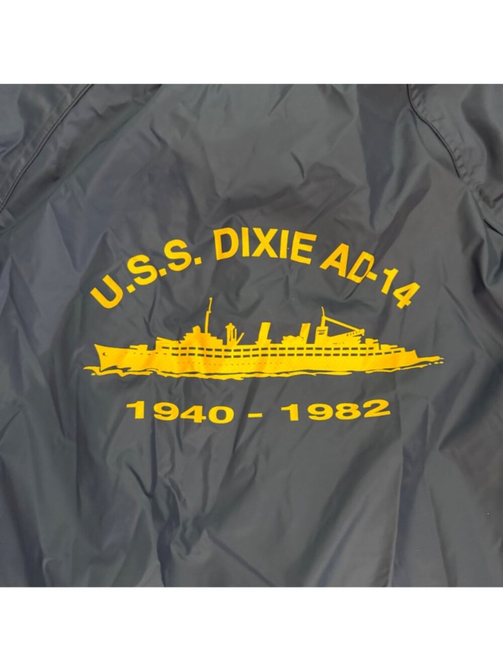 USS Dixie AD-14 Windbreaker Jacket L Navy 1940-1982 Blue Destroyer Tender Hood - Picture 8 of 9